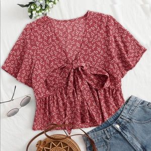 Zaful fun little red patterned top